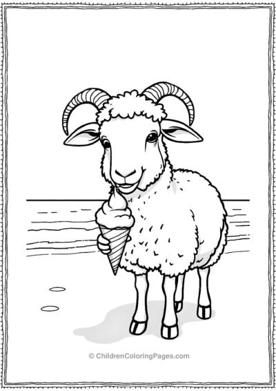 A-Sheep-Eating-Ice-Cream-In-Summer Free PDF Printable