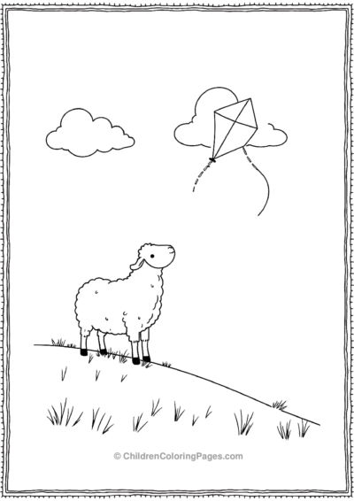 A-Sheep-Flying-A-Kite-In-Spring Free PDF Printable