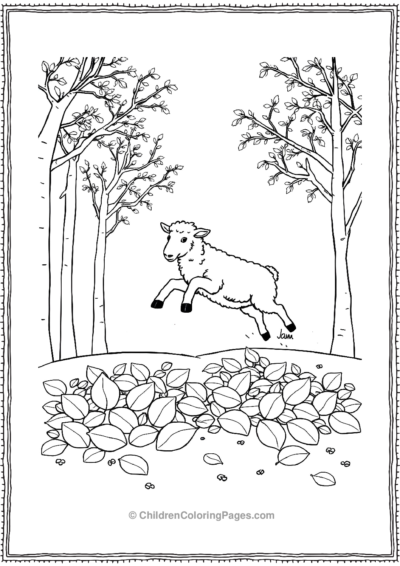 A-Sheep-Jumping-Into-Leaf-Piles Free PDF Printable