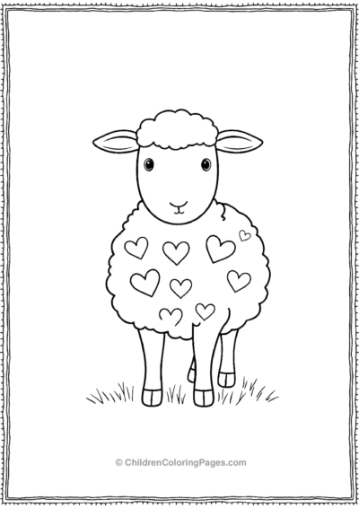 A-Sheep-With-Heart-Patterns-On-Wool Free PDF Printable