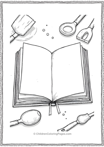 A-Simple-Line-Drawing-Of-An-Open-Cookbook Free PDF Printable