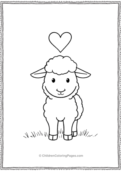 A-Simple-Sheep-With-A-Heart-Above-Its-Head Free PDF Printable