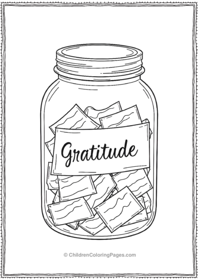 A-Simplified-Outline-Of-A-Gratitude-Jar-With-Paper Free PDF Printable