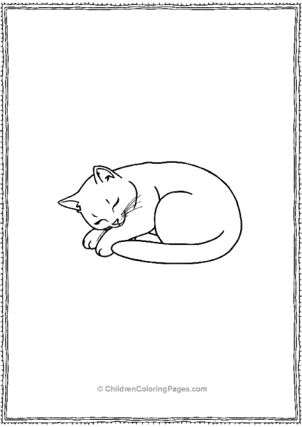 A Sleeping Cat Curled Up Scaled Free PDF Printable