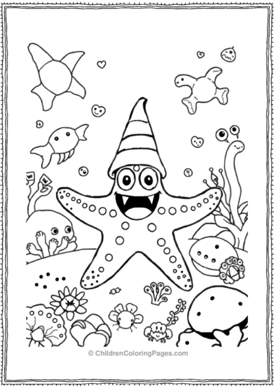 A-Starfish-With-A-Cute-Monster-Hat Free PDF Printable