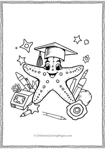 A-Starfish-With-A-Graduation-Cap Free PDF Printable