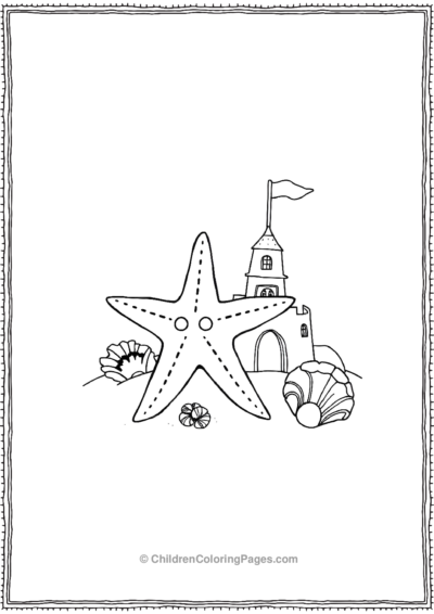 A-Starfish-With-A-Sandcastle Free PDF Printable