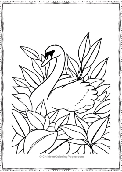 A-Swan-Admist-Leaves Free PDF Printable