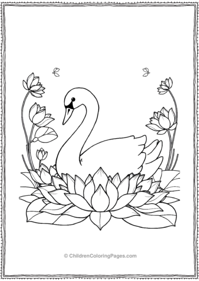 A-Swan-In-Lotus-Flower Free PDF Printable