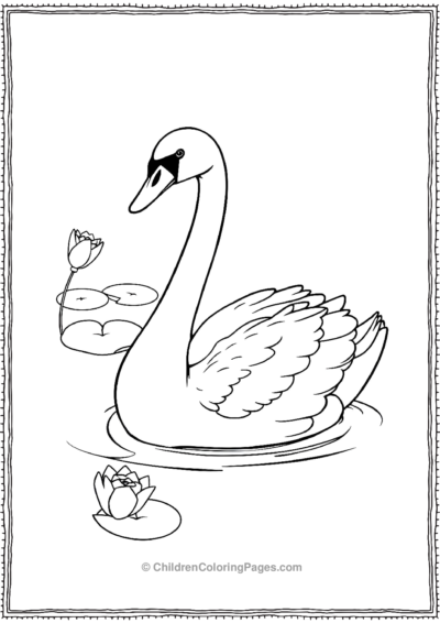 A-Swan-In-Pond-With-Lily-Pads Free PDF Printable