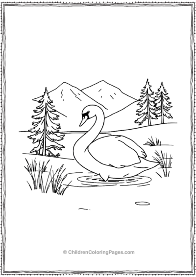 A-Swan-In-Snowy-Landscape Free PDF Printable