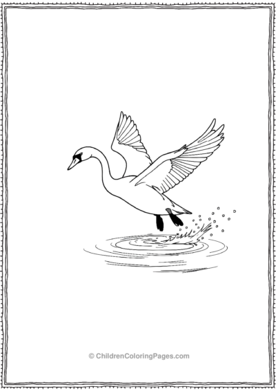 A-Swan-Taking-Flight-From-Water Free PDF Printable