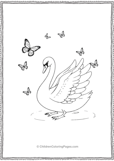 A-Swan-With-Butterflies Free PDF Printable