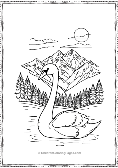 A-Swan-With-Detailed-Mountains Free PDF Printable