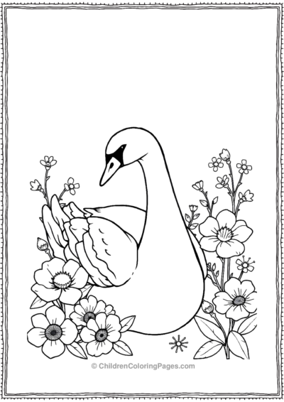 A-Swan-With-Flowers Free PDF Printable