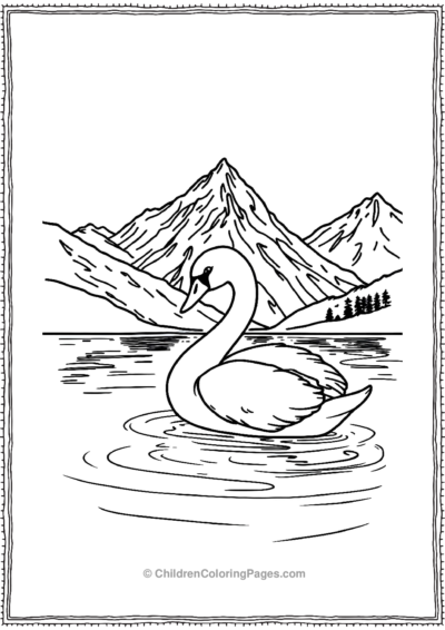 A-Swan-With-Mountains Free PDF Printable