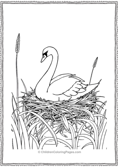 A-Swan-resting-In-A-Nest Free PDF Printable