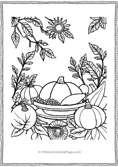 A-Thanksgiving-dinner-scene-with-bold-pumpkins Free PDF Printable