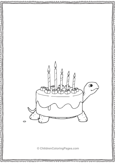 A-Turtle-Celebrating-A-Birthday-With-A-Big-Cake Free PDF Printable