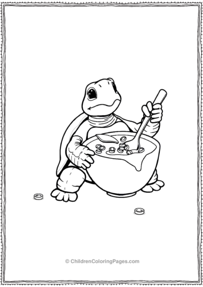 A-Turtle-Eating-A-Bowl-Of-Cereal Free PDF Printable