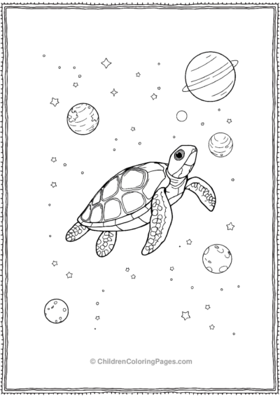 A-Turtle-Floating-In-Space-Among-Stars Free PDF Printable