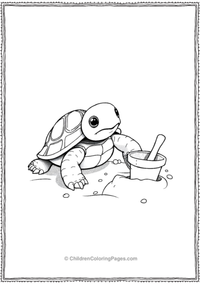 A-Turtle-Playing-In-The-Sand-With-A-Small-Bucket Free PDF Printable