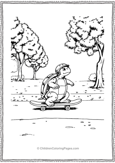 A-Turtle-Riding-A-Skateboard-Through-A-Park Free PDF Printable