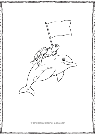 A-Turtle-Riding-On-The-Back-Of-A-Dolphin Free PDF Printable