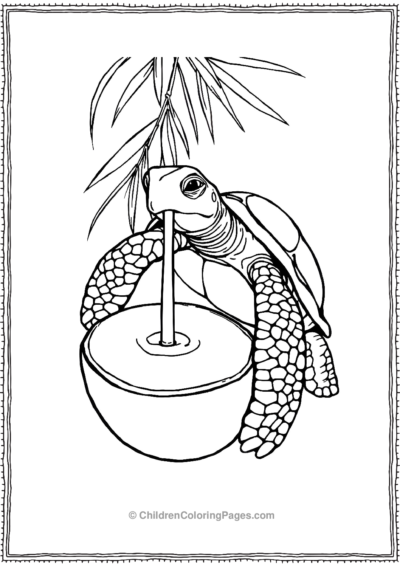 A-Turtle-Sipping-From-A-Coconut-Drink-With-A-Straw Free PDF Printable