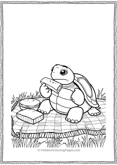 A-Turtle-Sitting-On-A-Picnic-Blanket Free PDF Printable