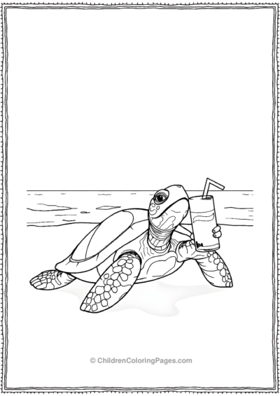 A-Turtle-Sunbathing-On-The-Beach-During-Summer Free PDF Printable