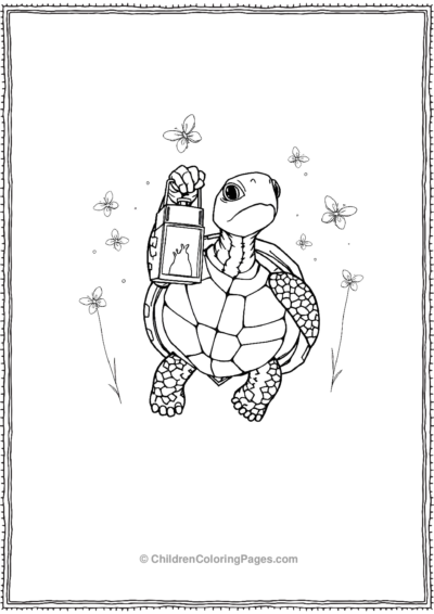 A-Turtle-Surrounded-By-Fireflies Free PDF Printable