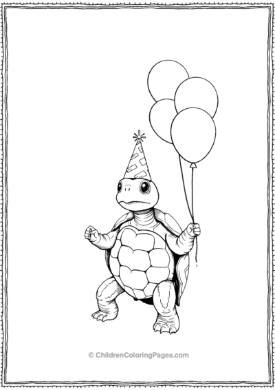 A-Turtle-Wearing-A-Party-Hat Free PDF Printable