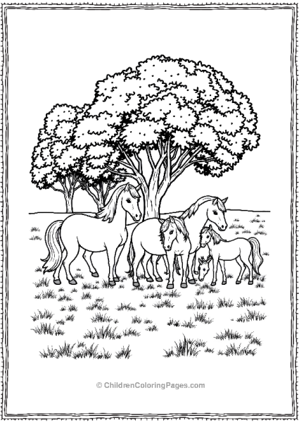 A Unicorn Family Grazing In A Field Free PDF Printable