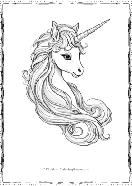 A Unicorn With Long Flowing Hair Free PDF Printable