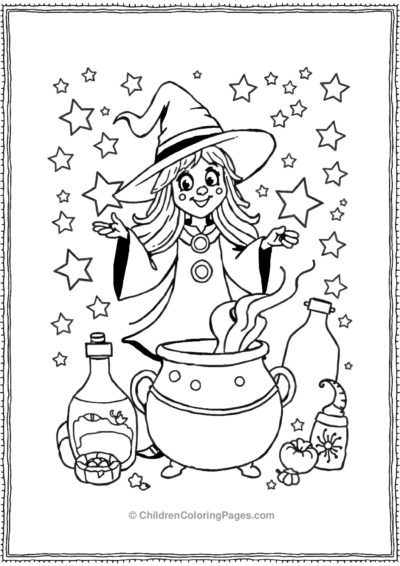 A-Witch-Brewing-Potion-To-Make-Hallooween-Candy Free PDF Printable