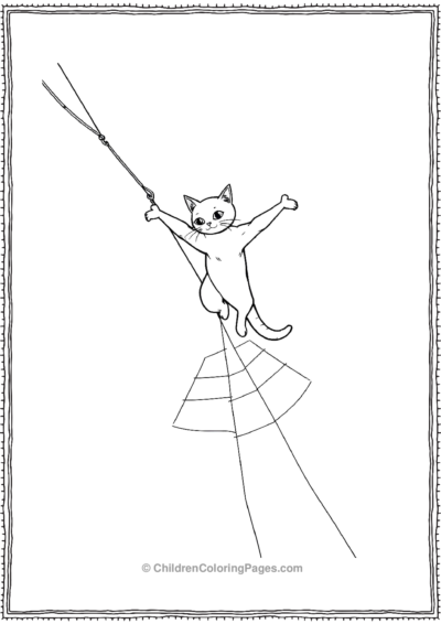 Acrobat-Cat-Balancing-On-A-Spider-Web Free PDF Printable