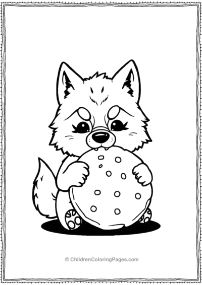 Adorable-Kawaii-Werewolf-Eating-A-Giant-Cookie-And Free PDF Printable