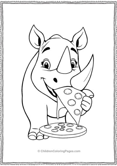 An-Animated-Rhino-Eating-A-Slice-Of-Pizza Free PDF Printable