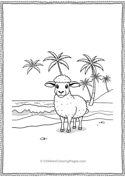 An-Animated-Sheep-At-The-Beach Free PDF Printable