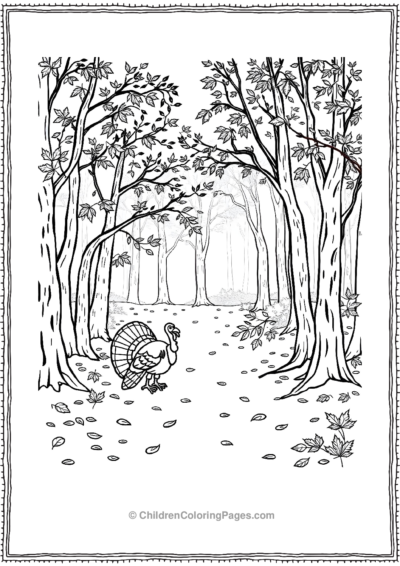 An-autumn-forest-with-a-turkey Free PDF Printable