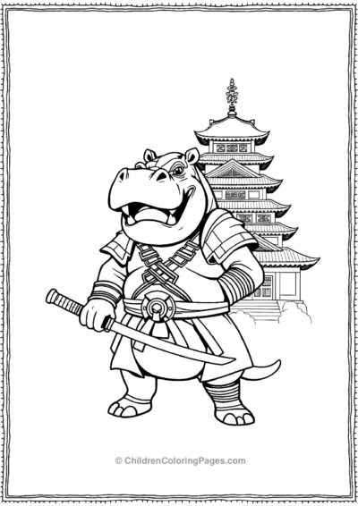 Anime-Hippo-As-A-Samurai-Warrior Free PDF Printable