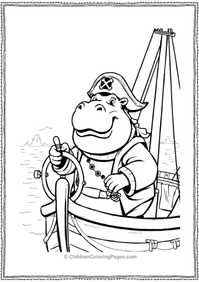 Anime-Hippo-Dressed-As-A-Pirate-Captain Free PDF Printable