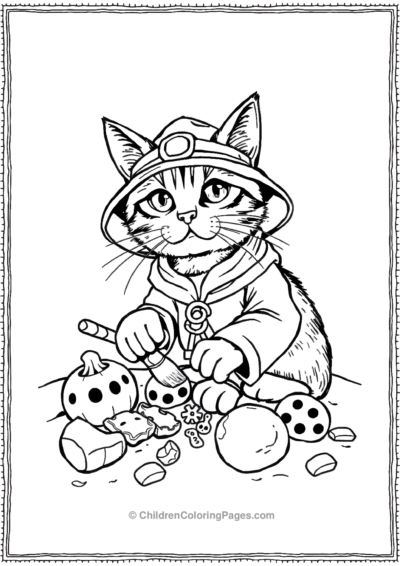 Archaeologist-Cat-Uncovering-Ancient-Halloween-Art Free PDF Printable