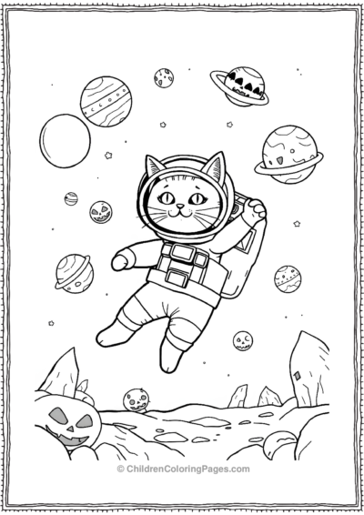 Astronaut-Cat-Floating-In-Space Free PDF Printable