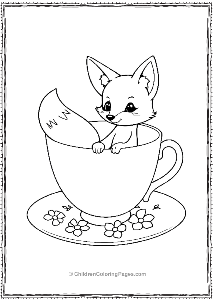 Baby Fox In A Tea Cup Free PDF Printable