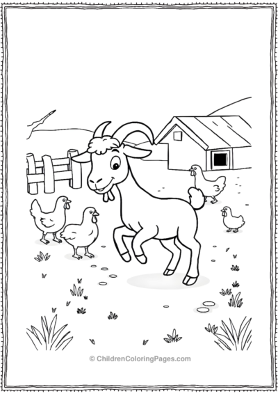 Baby-Goat-Playing-With-Hens Free PDF Printable