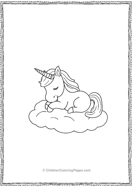 Baby Unicorn On A Fluffy Cloud Free PDF Printable