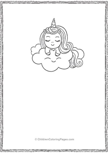 Baby Unicorn Resting On Clouds Free PDF Printable