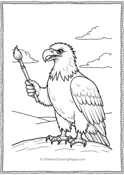 Bald-Eagle-Holding-a-Paintbrush Free PDF Printable